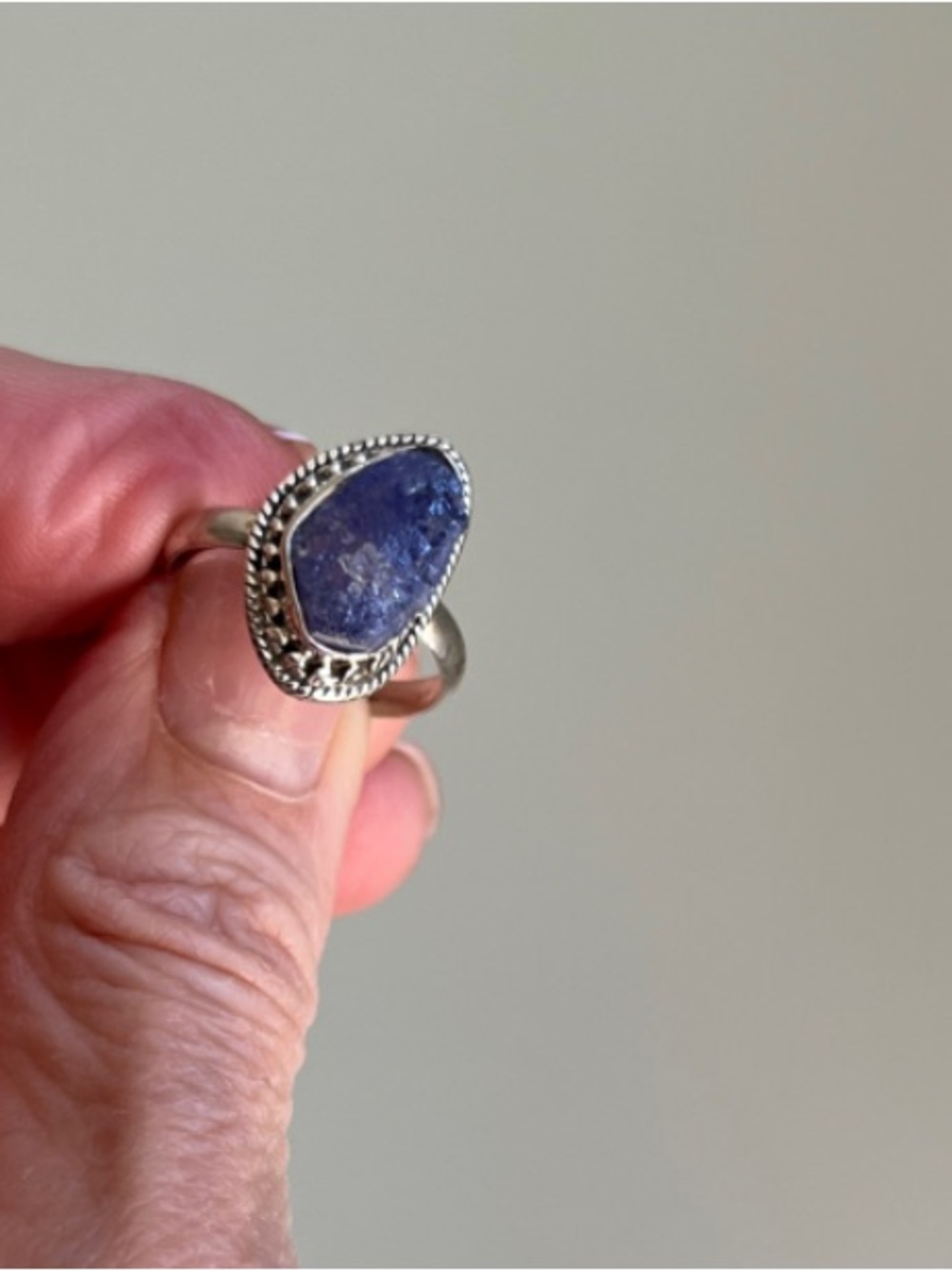 Raw Tanzanite Sterling Silver Ring
Size 7.5